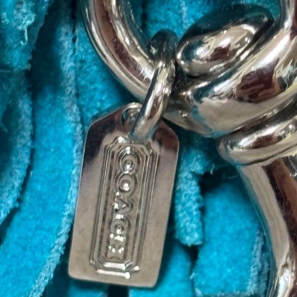 Coach Turquoise Suede-like Pom Pom - Picture 2 of 4